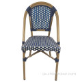 Navy Blue Bistro Wicker Französische Rattan-Außenstühle